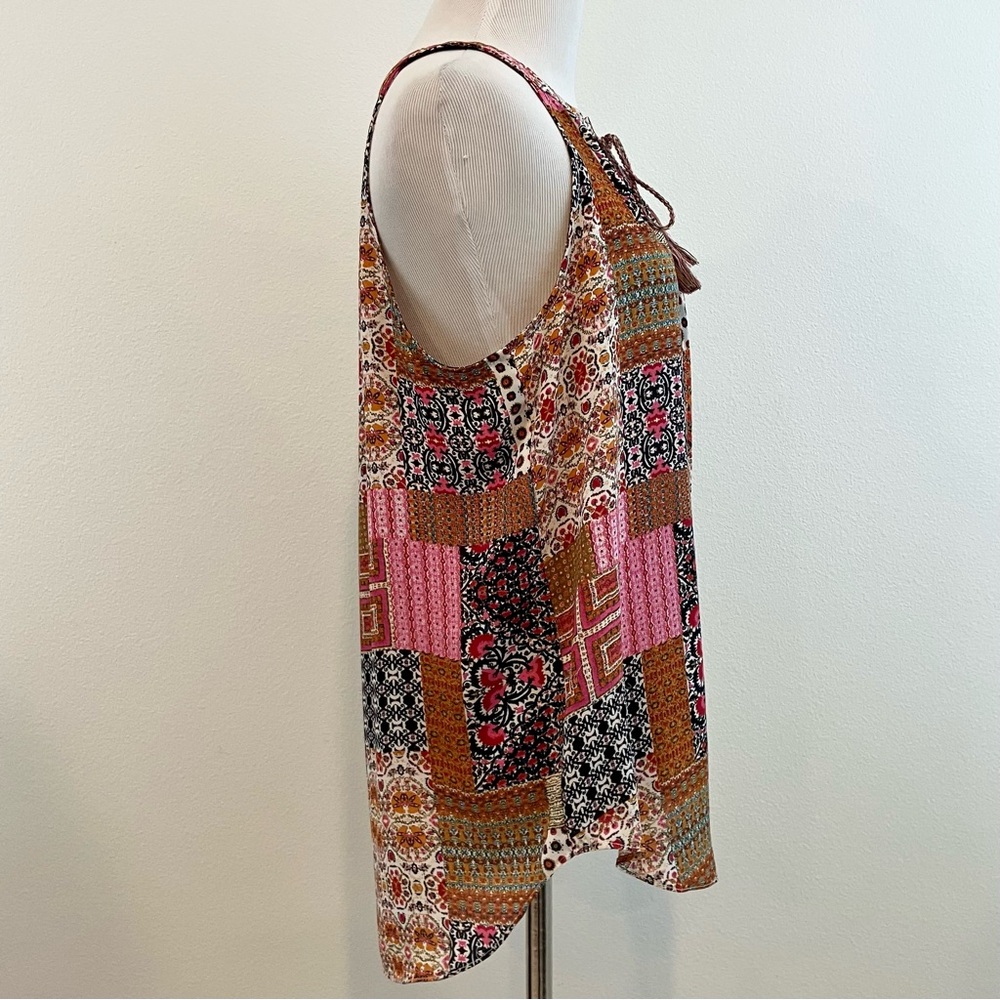 Rose + Olive | Patchwork Sleeveless Multicolor Top - image 2